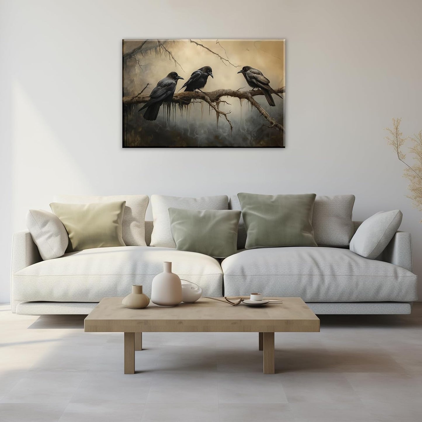 OAAPITI Halloween Decor Vintage Crow Wall Art Retro Art Poster Creepy Raven Picture Print Horrid Cemetery Painting Artwork Home Wall Decor(Artwork-4,12"x18")