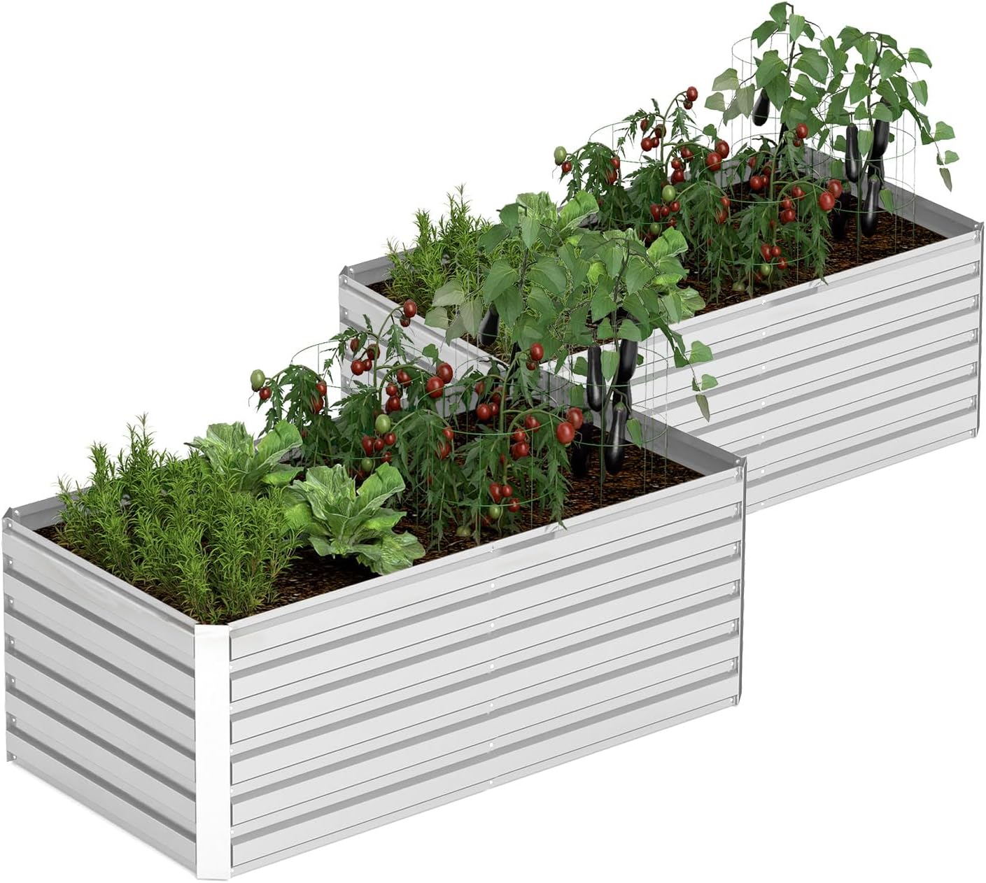 6x3x2 ft Raised Garden Bed, Large Metal Planter Raised Beds, Planters for Outdoor Plants for Vegetables, Flowers, Herbs, Fruits, and Succulents.(2 Pcs)