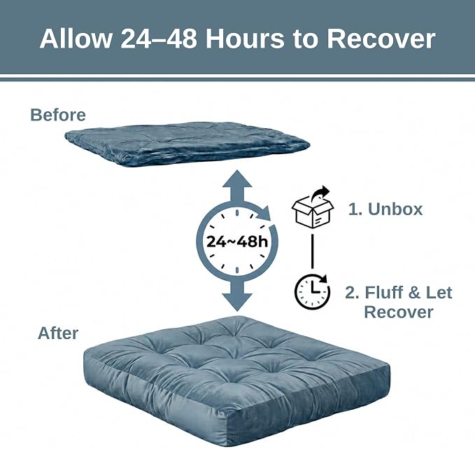 Floor Pillows for Adults Set of 2, Soft Velvet Floor Cushions for Sitting, Square Tufted Floor Pillow Set for Reading Nook, Living Room, Bedroom, 22 x 22 Inch, Blue