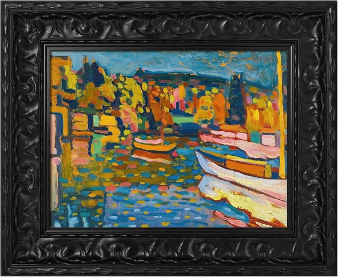 Antique French Canvas Frame for 24x32 Oil Paintings Diamond Art Prints, 2.6" Wide DIY Wood Gallery Wall Frame for Coffee Book Shop Dining Room Kitchen Decor, No Back & Glass (Black)