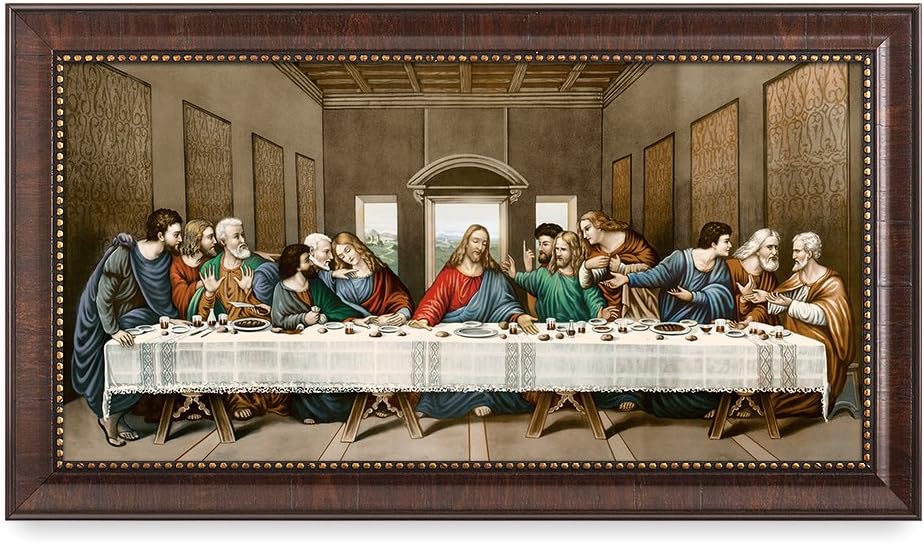 DECORARTS The Last Supper by Leonardo Da Vinci. Giclee Prints on Canvas with Matching Retro Style Brown Frame. Total Size w/Frame: 27x15, Ready to Hang.