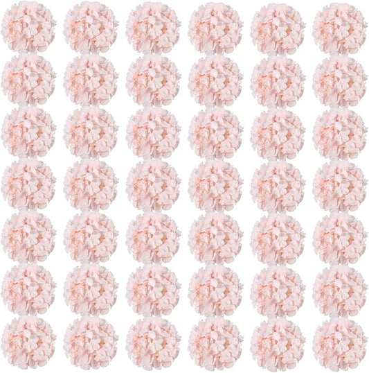 Auihiay 64pcs Hydrangea Artificial Flowers, Silk Hydrangea Heads with Stems, Pink Hydrangea Flowers for DIY Wedding Centerpiece Baby Shower Home Party Decor (Pink)