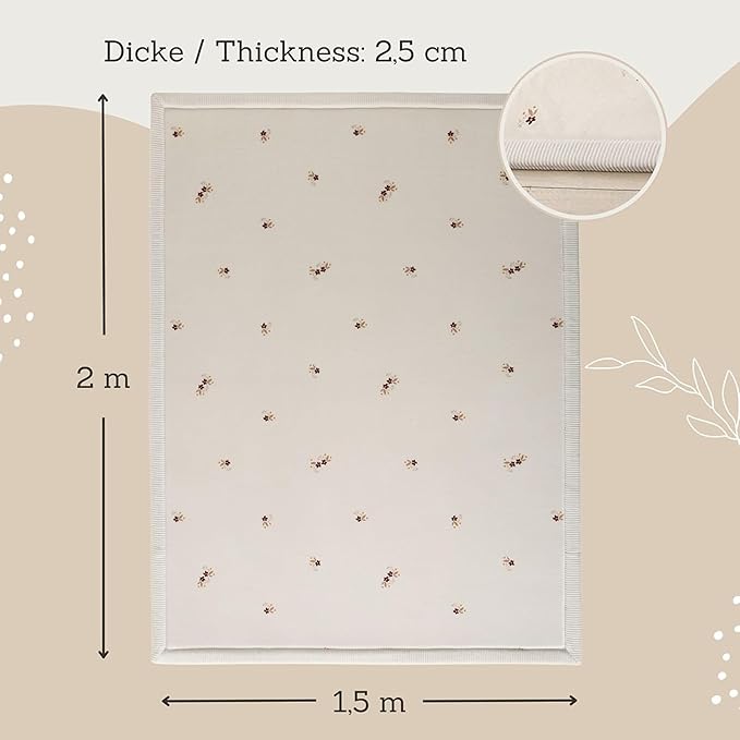 Hakuna Matte CloudSoft Baby Play Mat for Floor 60" x 80" Flowers – Coral Velvet Memory Foam Rug for Crawling & Cozy Play – Non-Slip, Water-Resistant, Easy-Care Tummy Time Mat, Playmat for Playpen