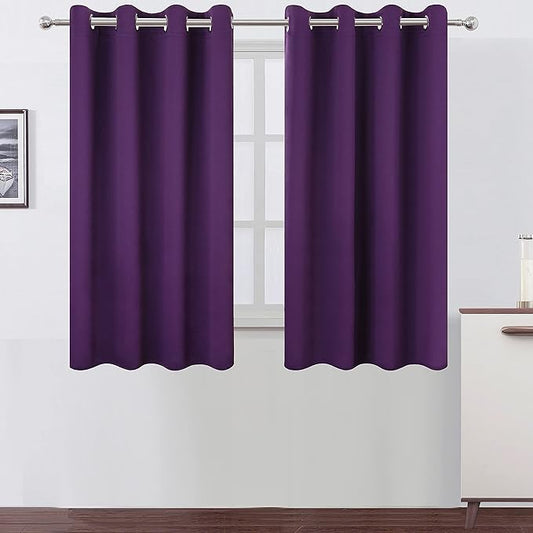 LEMOMO Purple Blackout Curtains/52 x 45 Inch Length Kids Curtains/Set of 2 Panels Grommet Bedroom Curtains for Living Room
