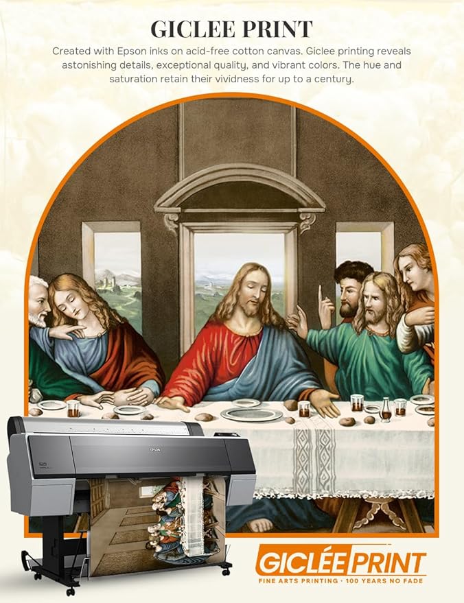 DECORARTS - The Last Supper by Leonardo Da Vinci Giclee Reproduction, Giclee Print on Acid-Free Cotton Canvas with Matching White Solid Wood Frame