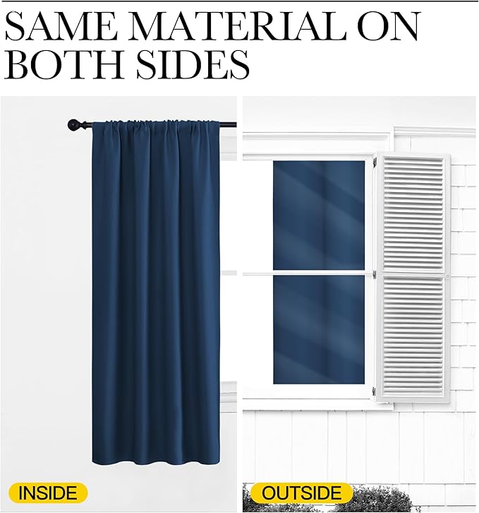 NICETOWN Blackout Curtains for Living Curtains, Moroccan Blue, 2 Panels, 42 by 84, Room Darkening Window Curtain Panels, Easy-Care Solid Thermal Insulated Draperies/Drapes for Daughter Room