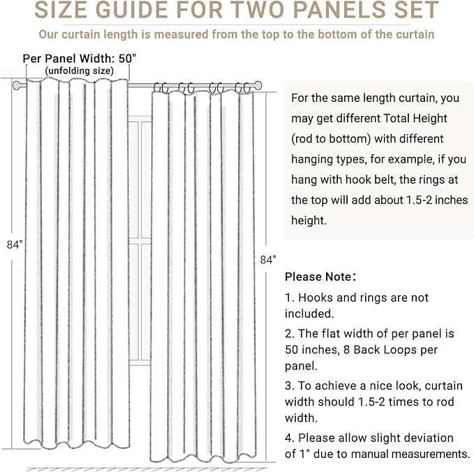 100% Blackout Shield Linen Blackout Curtains for Bedroom 72 Inches Long, Back Tab/Rod Pocket Living Room Drapes, Thermal Insulated Blackout Curtains 2 Panels Set, 50" W x 72" L, Grey