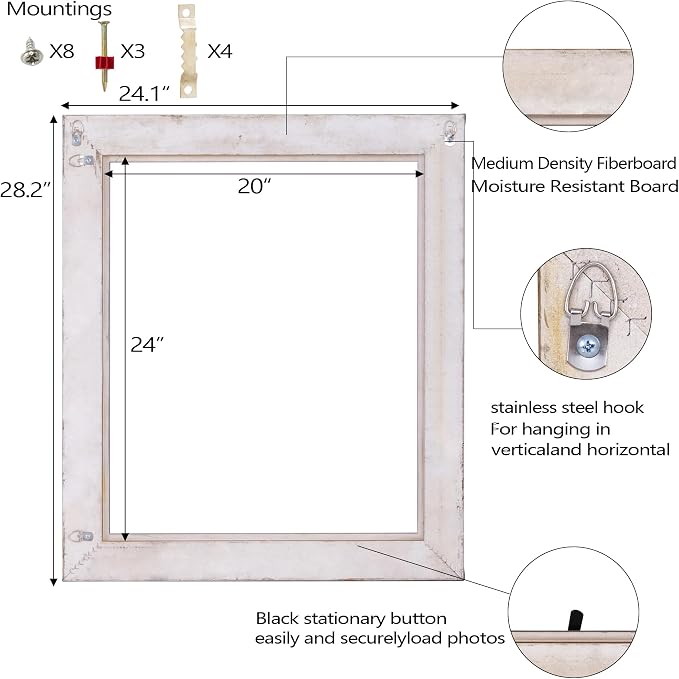 ArtXO Ornate Wooden Brown Gold Picture frames,20x24 Picture Frame Wood for Photo Frame,Canvas Frames,Art Panels Frame,Paintings,Artwork,Corner Ornaments Gold Frames,20x24 Frame without Acrylic Glass and Backing