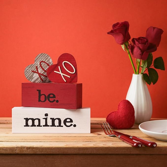 Smile Valentines Day Wooden Decoration, XOXO Be Mine Valentine's Day Tabletop Sign, Galentines Day Gift