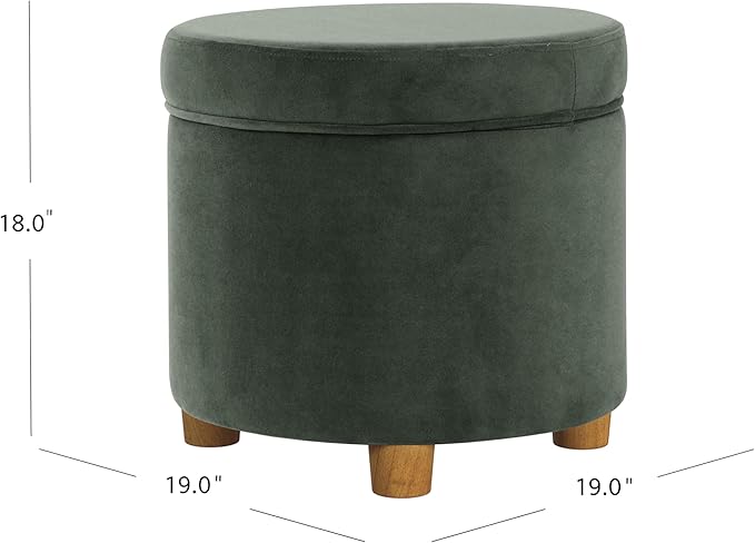 HomePop 19" Round Storage Ottoman - Loden Green Velvet