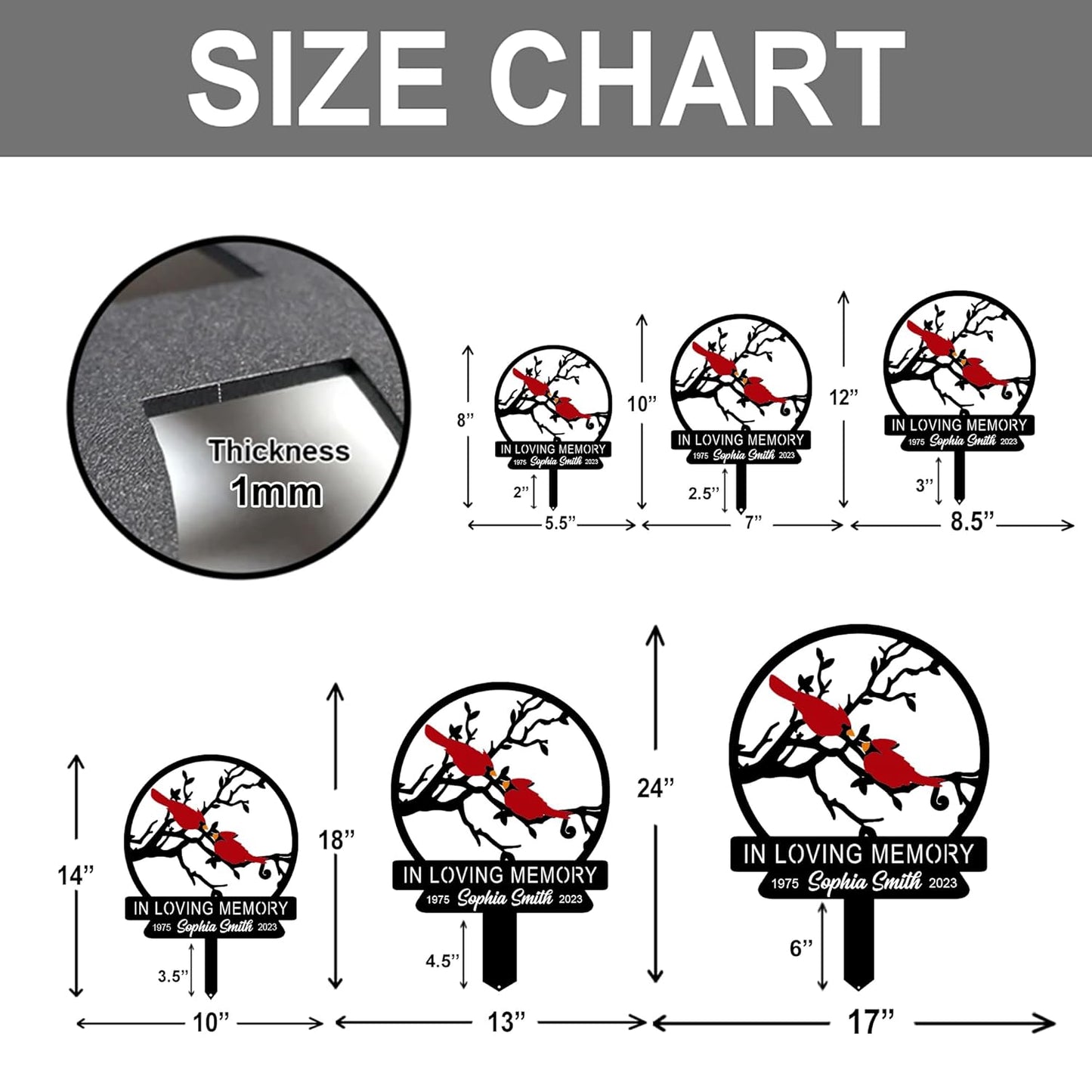 Personalized Cemetery Memorial Metal Stakes, Cardinals Memorial Grave Markers,Graden Decorations for Loss of Mother Father, Outdoor Sympathy Decor Gift