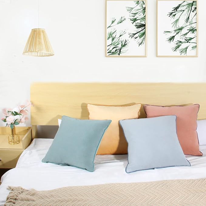 Btyrle Throw Pillow Covers 20x20 Set of 4 Soft Velvet Couch Cushion Covers Modern 8-Colors Designs Pillowcases Decorative Cushion Cases for Sofa Bedroom Home Decor(Morandi Series)