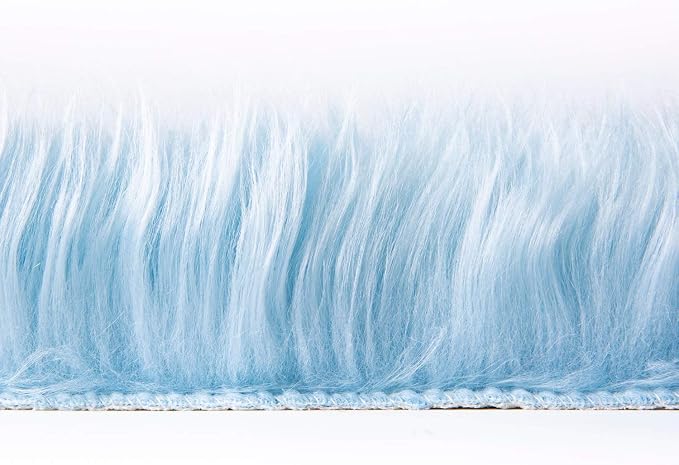 Ashler Faux Fur, Fluffy Shaggy Area Rug Ultra Soft 2 x 6 Feet Sheepskin Fur Rug, Light Blue Fuzzy Rug Machine Washable Shag Rug, Nursery Decor Throw Rugs for Bedroom, Kids Room, Living Room