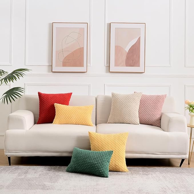 Fancy Homi 2 Packs Blush Pink Decorative Throw Pillow Covers 20x20 Inch for Couch Bed Sofa, Modern Farmhouse Boho Home Decor, Soft Cute Plush Corduroy Cushion Case 50x50 cm