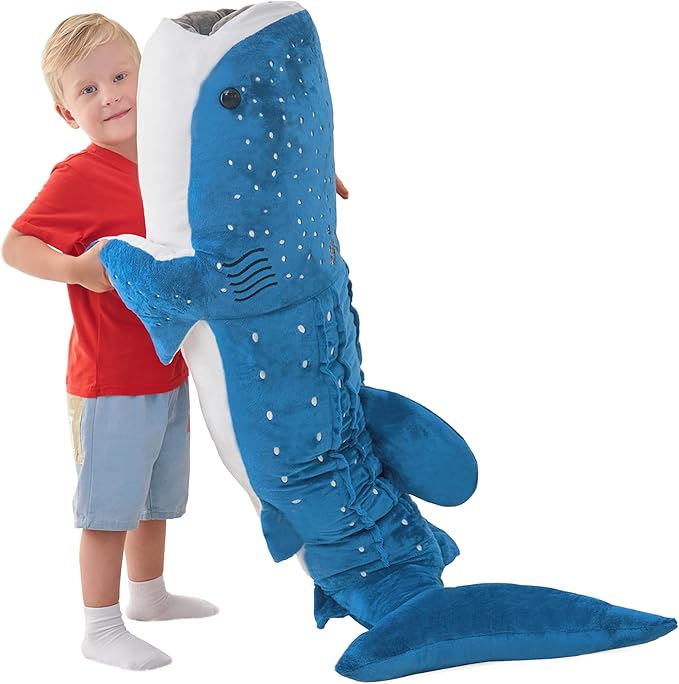 Mukouxun Giant Whale Shark Plush Pillow Toy - Realistic Big Stuffed Animal