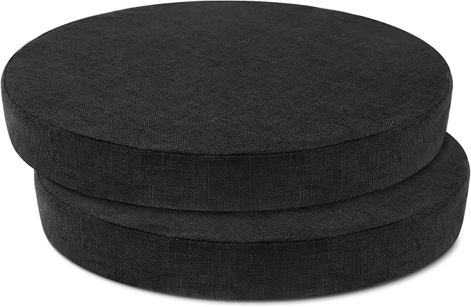 Tromlycs Round Chair Seat Cushions for Circle Bistro Stool Chairs Pads Pillow Large Indoor Circular Non Slip Foam Cushion 18 inch Black Set of 2