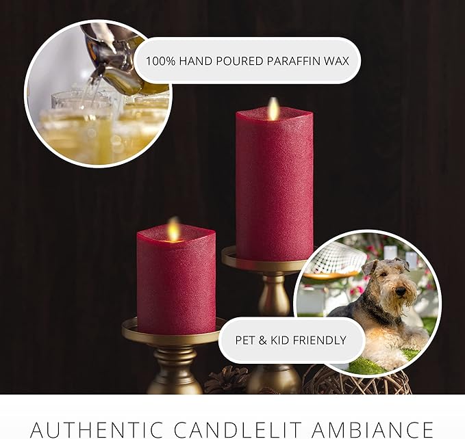 Luminara - Flameless LED Battery Operated Flickering Pillar Candles - Red - Pack of 1-3x4.5 - Realistic Moving Flame Real Wax Indoor/Outdoor Decor
