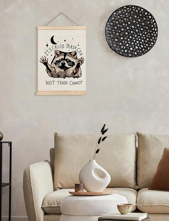 Foritho Funny Motivational Raccoon Poster Wall Art Framed, Gifts for Raccoon Lovers, It's Called Trash Can Inspirational Trash Panda Canvas Prints Wall Decor for Home Kitchen Office, 12x16 Inch