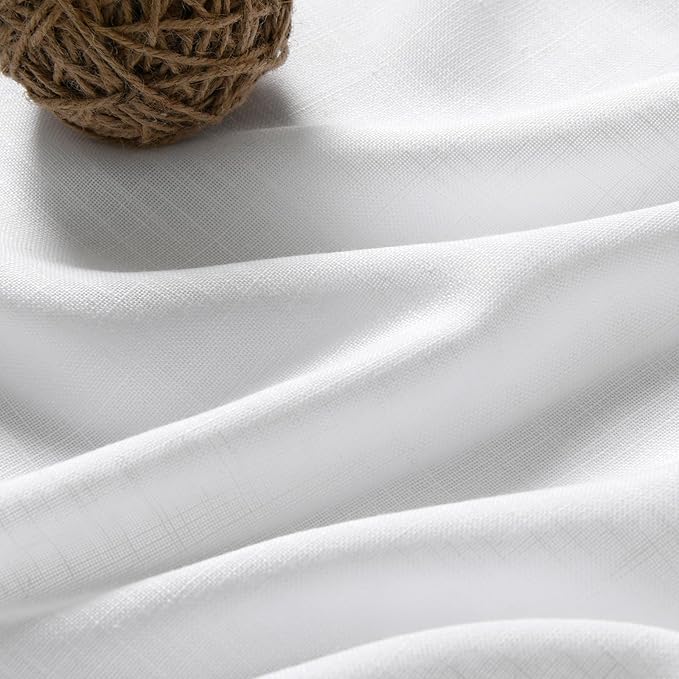 Nanspring Linen White Extra Long Curtains for Living Room 2 Panels Set Back Tab Light Filtering Semi Sheer Drapes Modern Farmhouse Decor Linen Textured Curtain for Floor to Ceiling Window 52x113