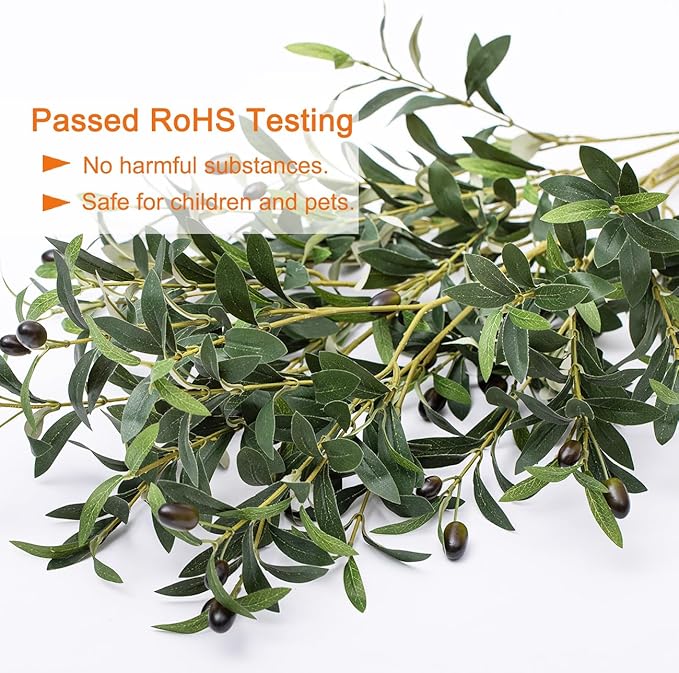 Heleze 39 Inch Artificial Olive Branches for Vases, Fake Plants Greenery Stems with 222 Leaves Faux Olive Tree Branches Home Decor Indoor 4PCS
