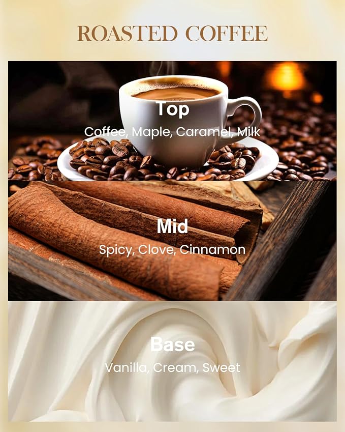 M&SENSE Roasted Coffee Soy Candle, 14.1oz, Coffee Lovers Home Fragrance | 60H Long Burn, Non-Toxic, Kitchen Cozy Espresso Hour, Stress Relief, Relaxation Housewarming Gifts