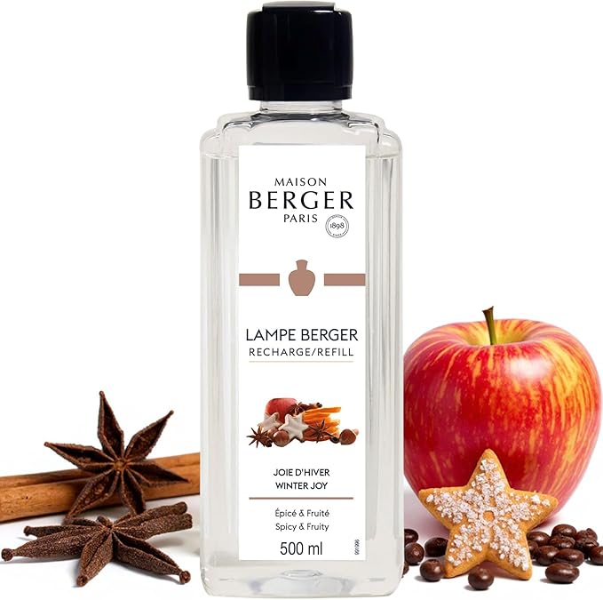 MAISON BERGER Winter Joy Lampe Berger Refill, 500 ml (16.9 fl oz), 2-in-1 Catalytic System, Neutralizes Odors and Diffuses Fragrance, Apple, Cinnamon, Made in France