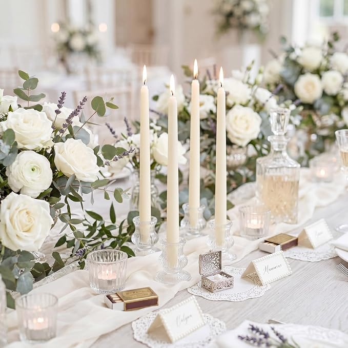 Mumufy 36 Pcs Glass Candlestick Holders Bulk 2.4 Inch Clear Candle Holders Tapered Candle Holder for Table Centerpiece Wedding Housewarming Gift Dinner Party Decor