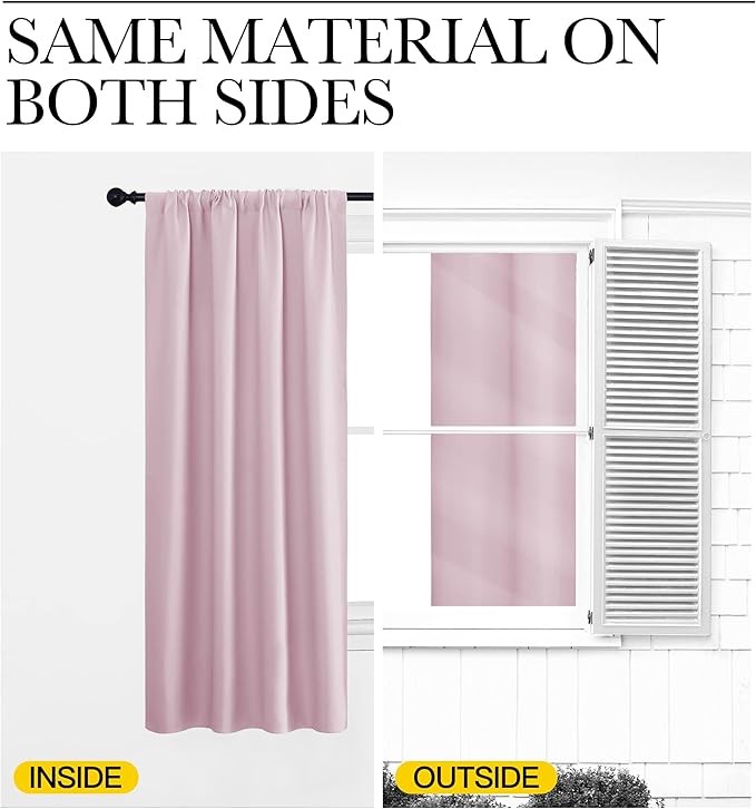NICETOWN Blackout Curtains for Girls Room - Nursery Essential Thermal Insulated Solid Rod Pocket Top Blackout Drapes (Lavender Pink, 1 Pair, 52 x 72 Inch)