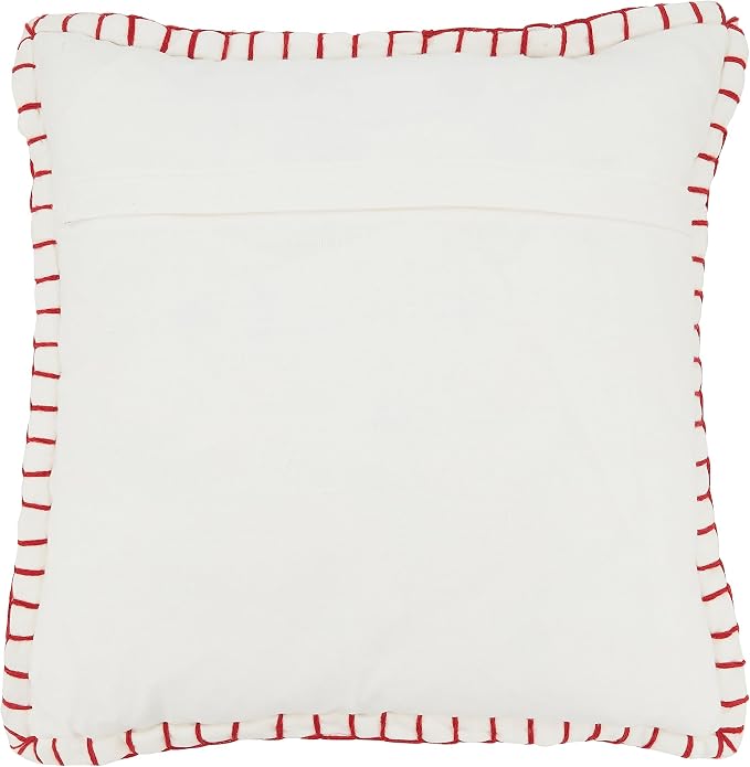 SARO LIFESTYLE Woven Warmth Chunky Whip Stitch Throw Pillow Cover, White, 18"