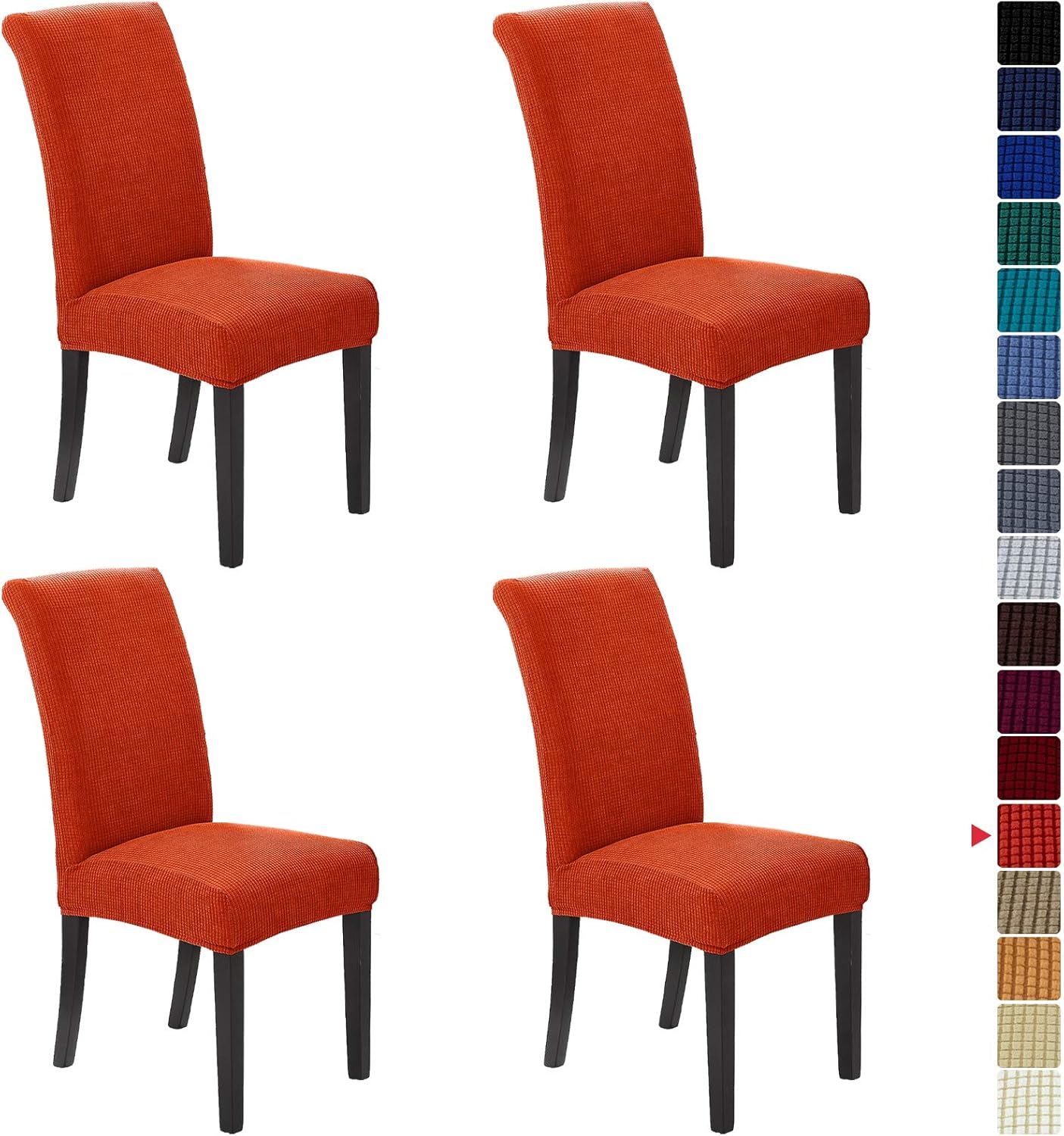 Howhic Stretch Chair Covers for Dining Room Set of 4, Removable Washable Dining Room Chair Covers, Dining Chair Slipcovers Seat Protector, Great for Home and Banquet Decor (Pureed Pumpkin, 4 Pack)