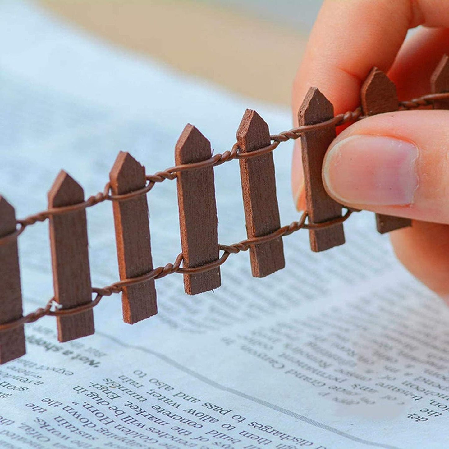 35 Inch Miniature Fairy Garden Fence DIY Wood Decorative Ornament Fence for Dollhouse Succulent Plant Pot Studio Scenes, 2 inch Height Pack of 2