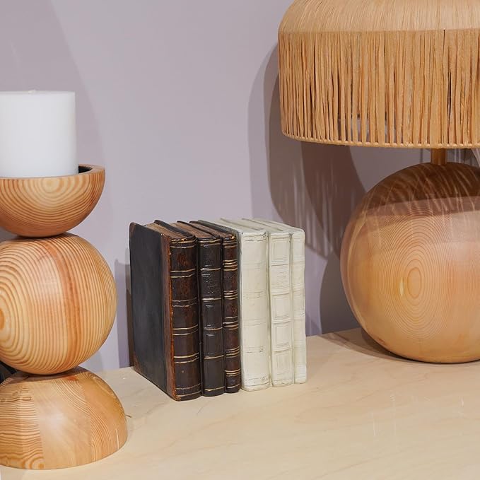 Guichifun Faux Books Living Room Decor - Resin Cute Cream Farmhouse Decor Fake Modern Fashion Decorative Books Set for Office Mantle Shelves Coffee Table Decor 4.2 * 2.7 * 6.2 Inch