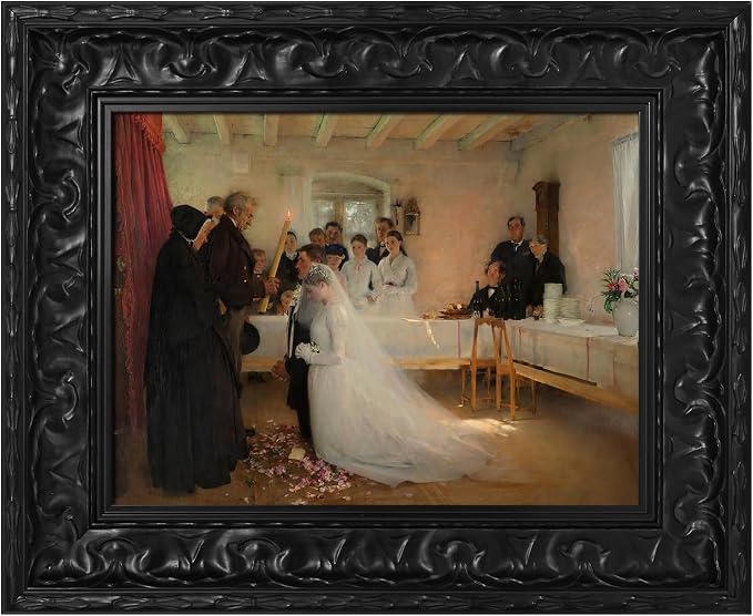 Retro Canvas Frame for 24x36 Vintage Wall Art Prints, 2.6" DIY Wood Plein Air Frames for French Countryside Still Life Paintings Home Office Hallway Guest Room Decor, No Glass & Back (Black)
