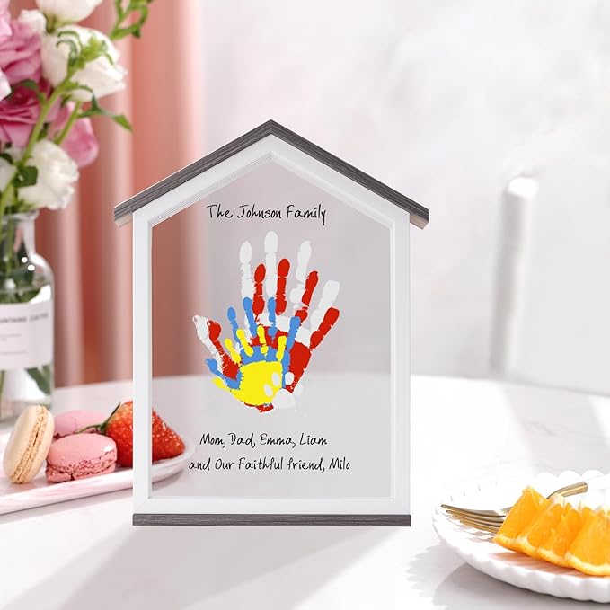 CHERRY CHEERS Exclusive House Shaped Family Handprint Kit; Unique DIY Keepsake, Complete Set, Meaningful Gift for Home Decor, Family Craft & Memory Making