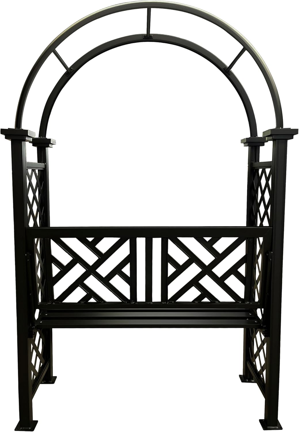 Black Aluminum Garden Arbor Arch with 2-Seater Bench