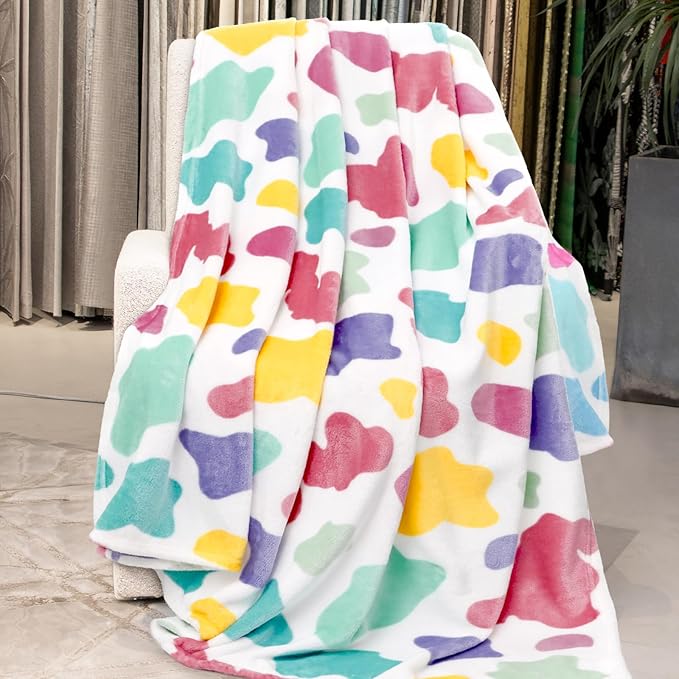 Fleece Blankets Twin Size for Bed Couch, Ultra Soft Plush Rainbow Twin Throw Blanket for Women Teen Girls, Colorful Home Room Decor, Cozy Gifts for Birthday Graduation 60x80 Inches