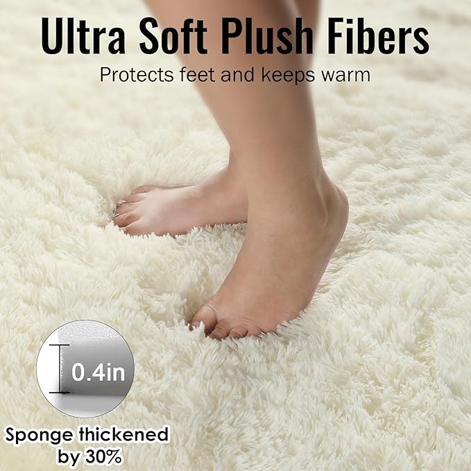 PAGISOFE Ultra Soft Area Rugs for Living Room 6x9 Ft,Cream White Soft Fuzzy Shaggy Rugs for Bedroom, Office Ivory Nursery Carpet Boys Girls Dorm Pastel Rug for Kids Room Home Decor Aesthetic