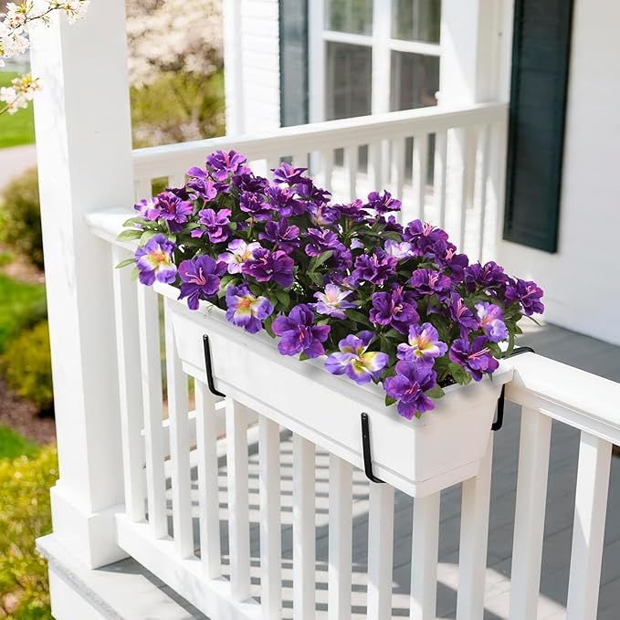 Hommyea Artificial Fake Flowers for Outdoor, 8 Bundles Faux Plants Silk Flowers Spring Decoration UV Resistant No Fade Plastic Flowers for Outside Planters Home Porch Patio Yard Garden Decor