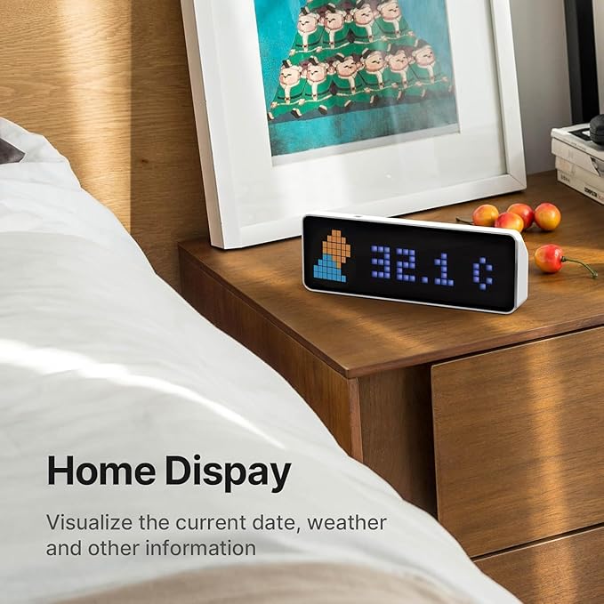 ULANZI TC001 Smart Pixel Clock, Gaming Setup Digital Alarm Clock with Weather - Awtrix Simulator - WiFi Connect, Social Media Counter, Retro Pixel Art Clock for Gaming Room,Bedside, Office Decor