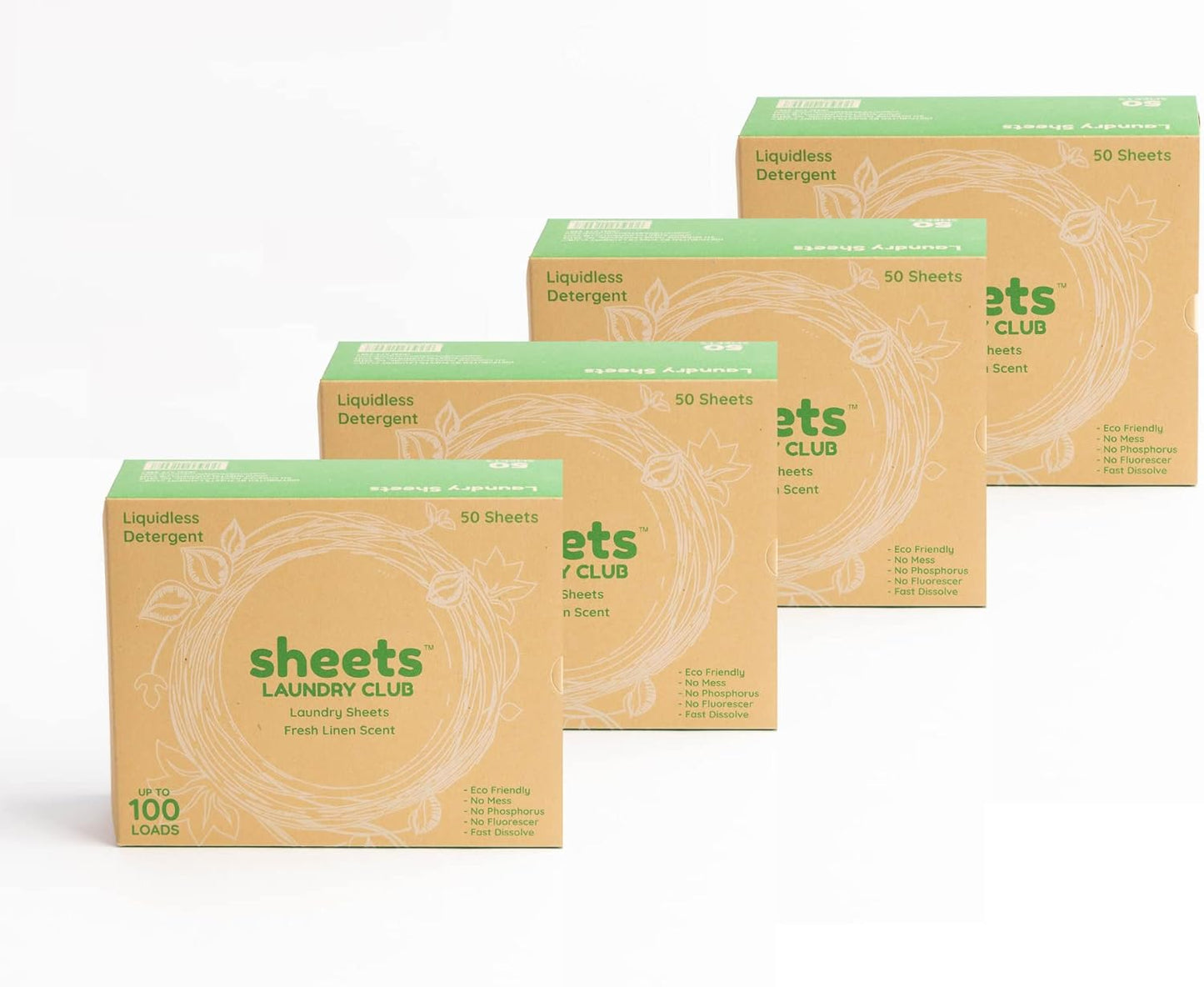 Sheets Laundry Club Laundry Detergent Sheets, 400 Loads - Fresh Linen Scent, Eco-Friendly, Quick-Dissolving Formula, Hypoallergenic, Septic Safe, Plastic-Free Packaging - 200 Sheets