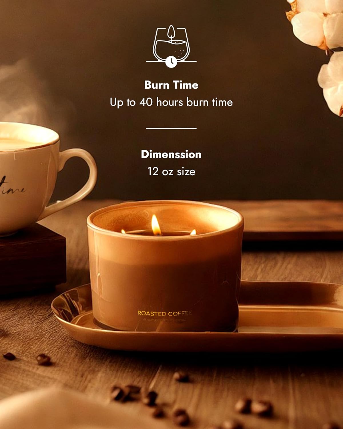 96NORTH Luxury Coffee Soy Candle | Large 3 Wick Jar Candle | Up to 40 Hours Burning Time | 100% Natural Soy Wax | Housewarming Gift for Men and Women