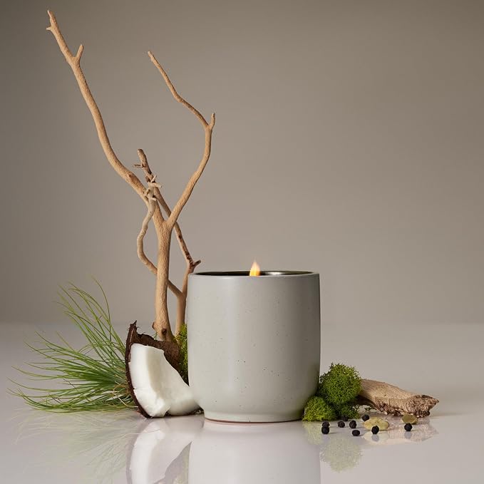 Homecourt by Courteney Cox Luxury Scented Candle, Cocomoi, 8 oz | 60-Hour Burn Time, Soy Wax Blend & Organic Cotton Wick, Kiln-Fired Reusable Ceramic Vessel