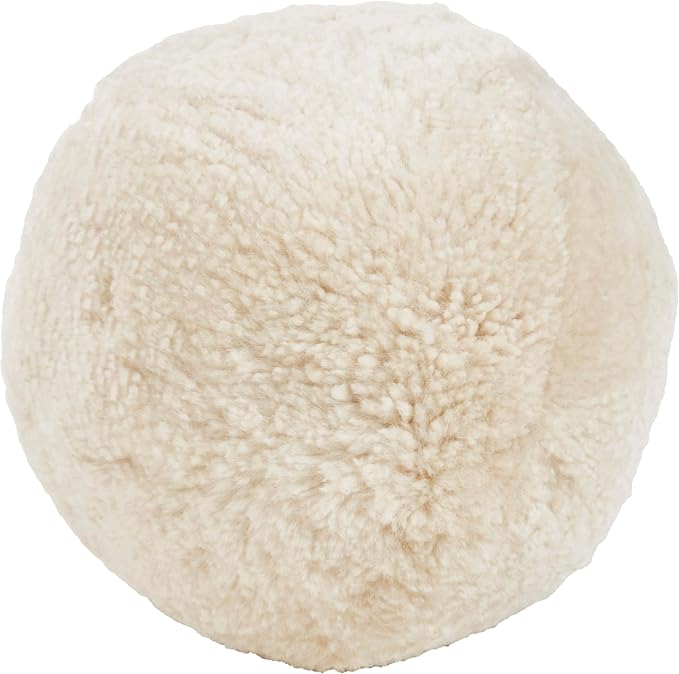 SARO LIFESTYLE Fleece Fantasy Sheepskin Ball Poly Filled Throw Pillow, 12"x12", Ivory