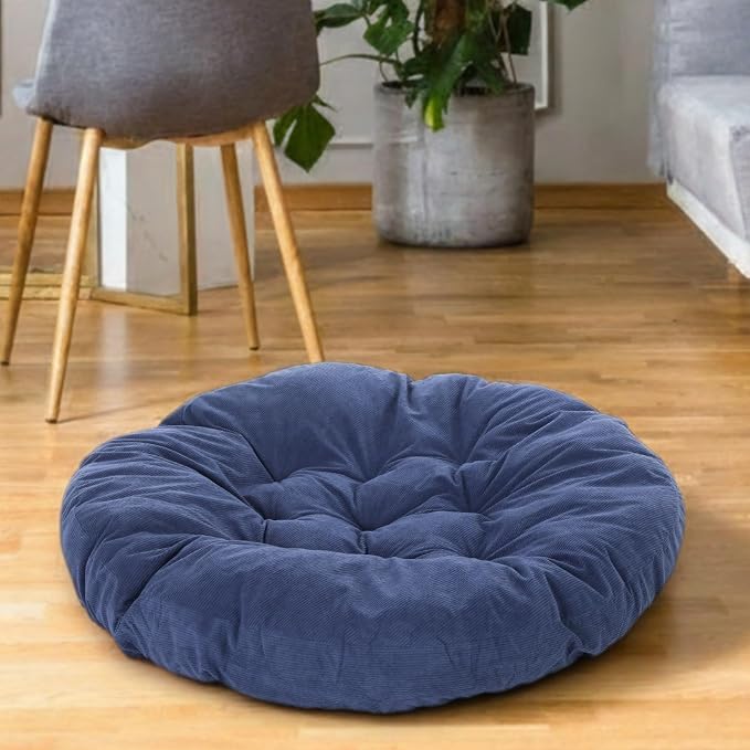 Funnymoom Extra Large Floor Pillow 35 Inch Round Floor Meditation Cushion Papasan Swing Cushion for Adults Oversized Playroom Pillows Big Pillow for Yoga Living Room Sofa Balcony(Dark Blue, Classic)