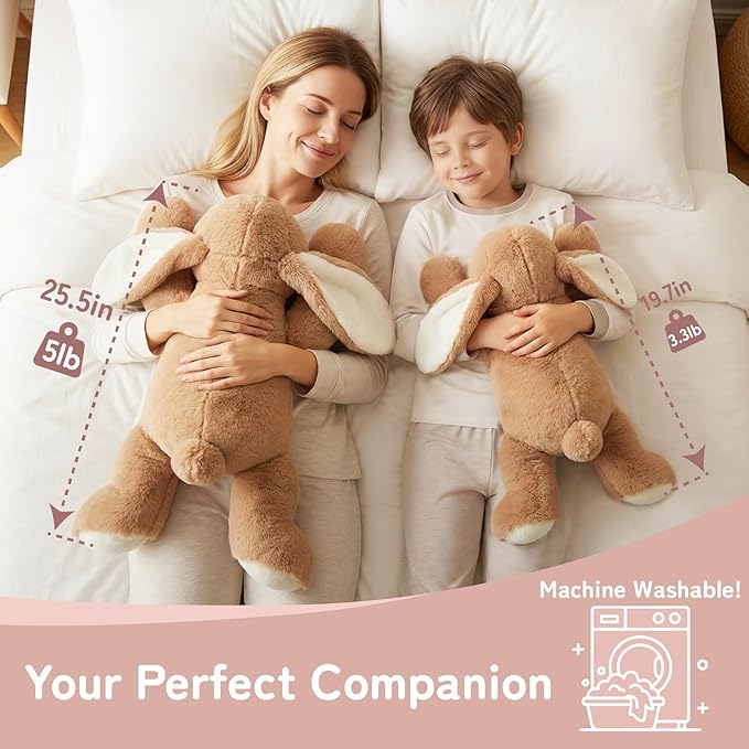 Niuniu Daddy 24" | 5 Pound Rabbit Weighted Stuffed Animals for Kids Adults, Soft Bunny Sensory Plush Animal Toys Calming Buddy for Sleeping, Cute Body Pillow for Presents Birthday Christmas Easter