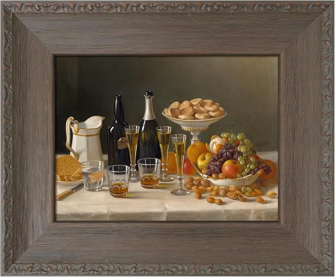 Classical DIY Wood Plein Air Frame for 24x32 Handmade Oil Paintings Vintage Prints, 3.3" Wide Embossed Art Frame for Artists Exhibition Gallery Show Memorial Portrait, No Glass & Back (Gray)