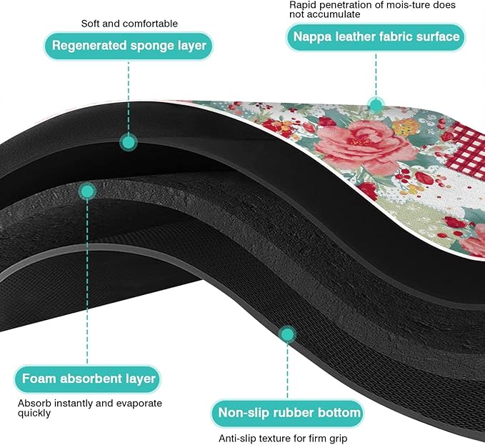 Coffee Bar Mat Accessories for Countertop Absorbent Anti-Slip Silicone Pioneer Flower Dish Drying Mats for Kitchen Counter Draining Pad Decor Gift Fit Coffee Maker Coffee Pot Espresso Machine 24x18in