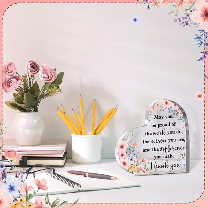 Yinder Thank You Gifts for Women Appreciation Gifts for Coworker Employee Nurse Teacher Leader Boss Inspirational Quotes Acrylic Desk Decor for Home Office Farewell Retirement