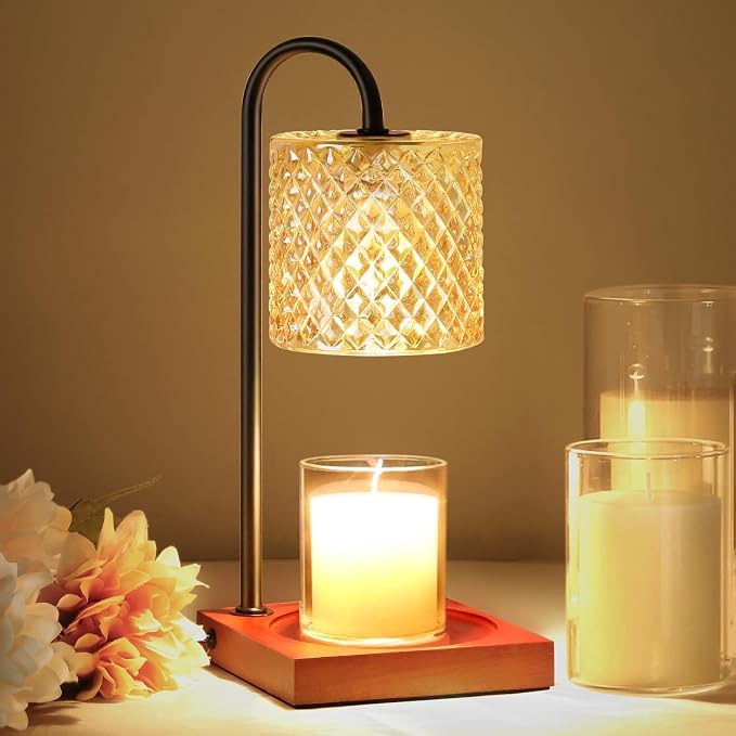 TigQiang Candle Warmer Lamp with Timer Dimmer, Birthday Gifts for Women Mom, House Warming Gifts, Elegant New Home Decor, Wax Warmer for Jar Candles, Heater Lamp for Scented Wax, Amber & Brown