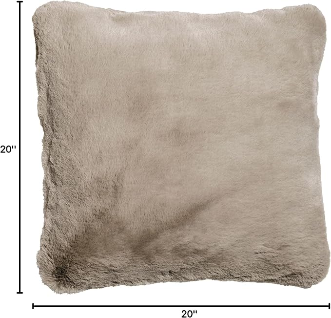UnHide Squish - Faux Fur Pillow - Extra Soft Throw Pillow - Square Shaped Pillow, Polyester Fill - Machine Washable - Perfect for Living Room, Bedroom, or Guest Room - 20” x 20” - Taupe Ducky